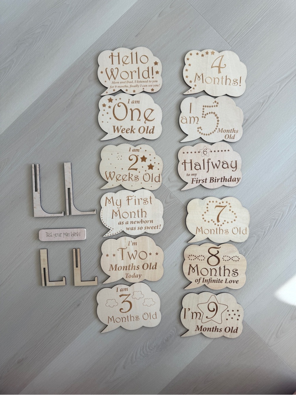 Wooden Baby Milestone Cards Set - Neutral Natural